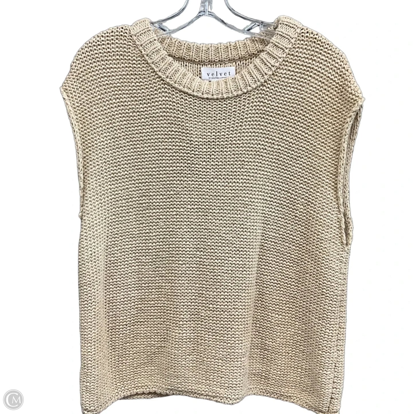 Sweater Short Sleeve By Velvet In Beige, Size: S