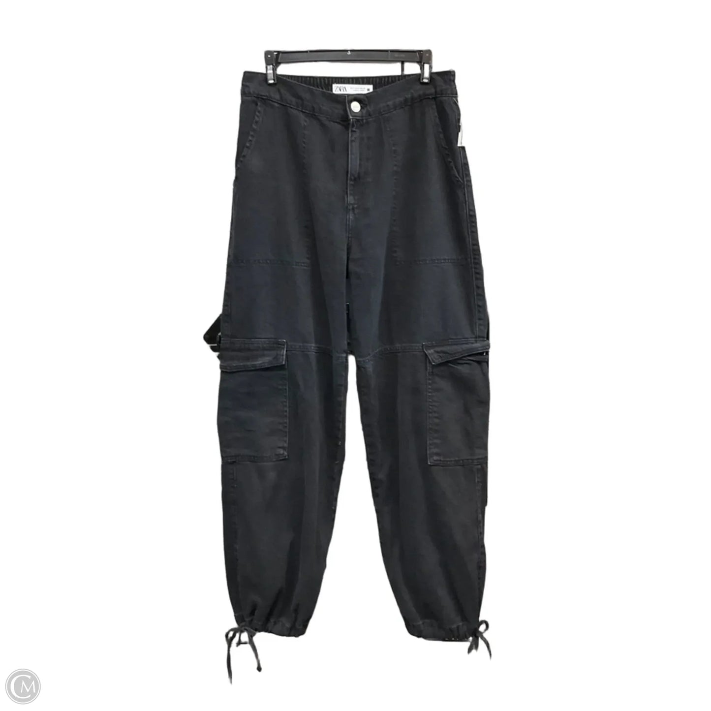 Pants Joggers By Zara In Black Denim, Size: S