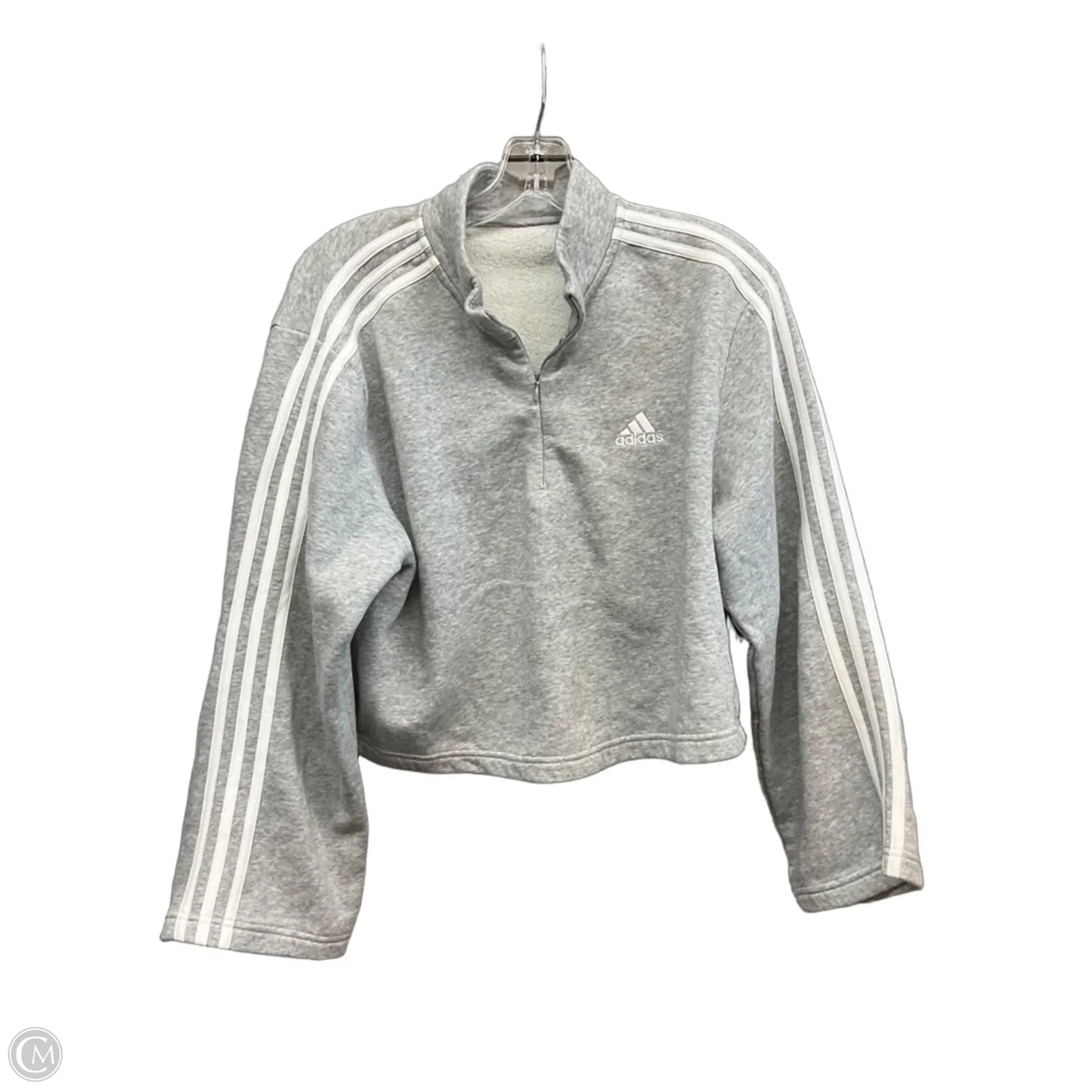 Sweatshirt Collar By Adidas In Grey, Size: M