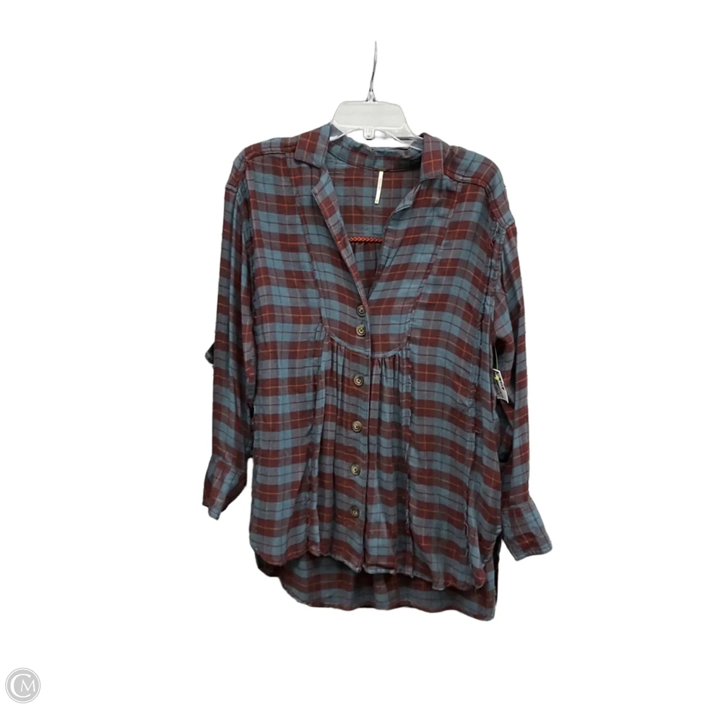 Top Long Sleeve By Free People In Plaid Pattern, Size: S