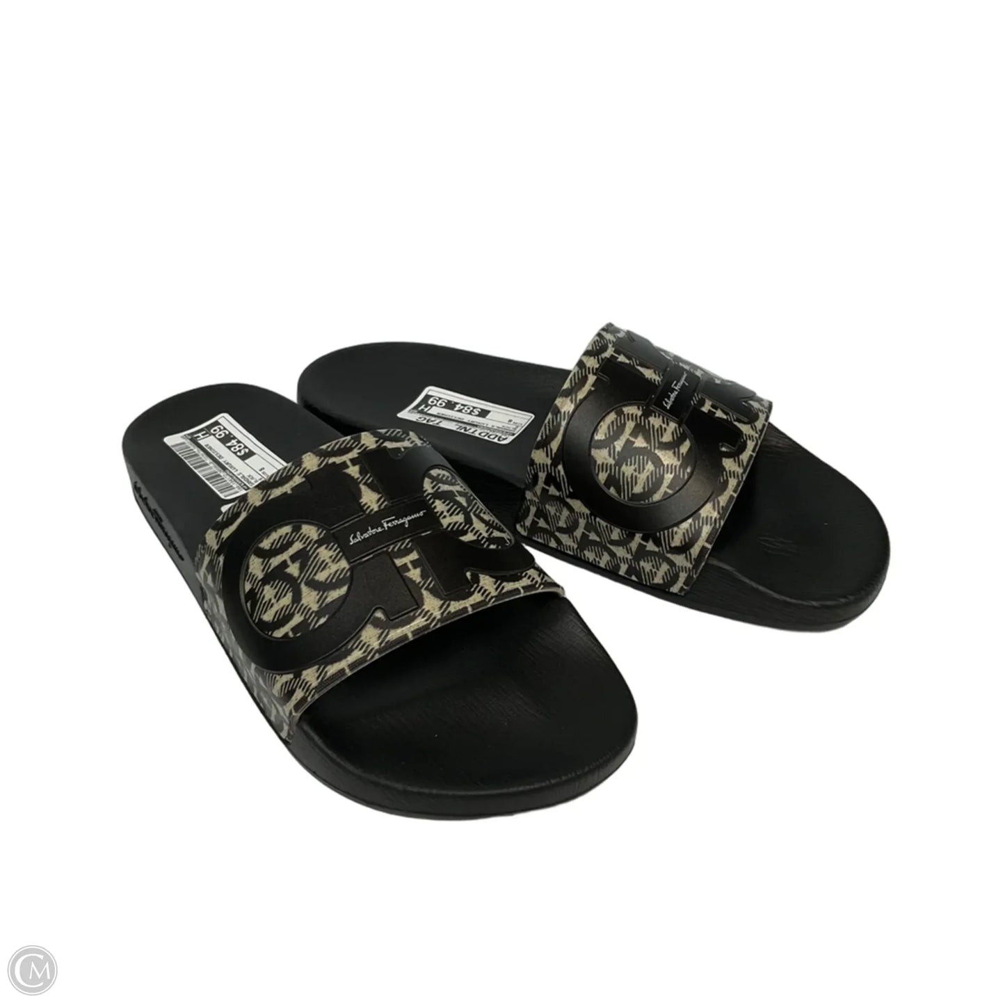 Sandals Luxury Designer By Ferragamo In Black, Size: 8