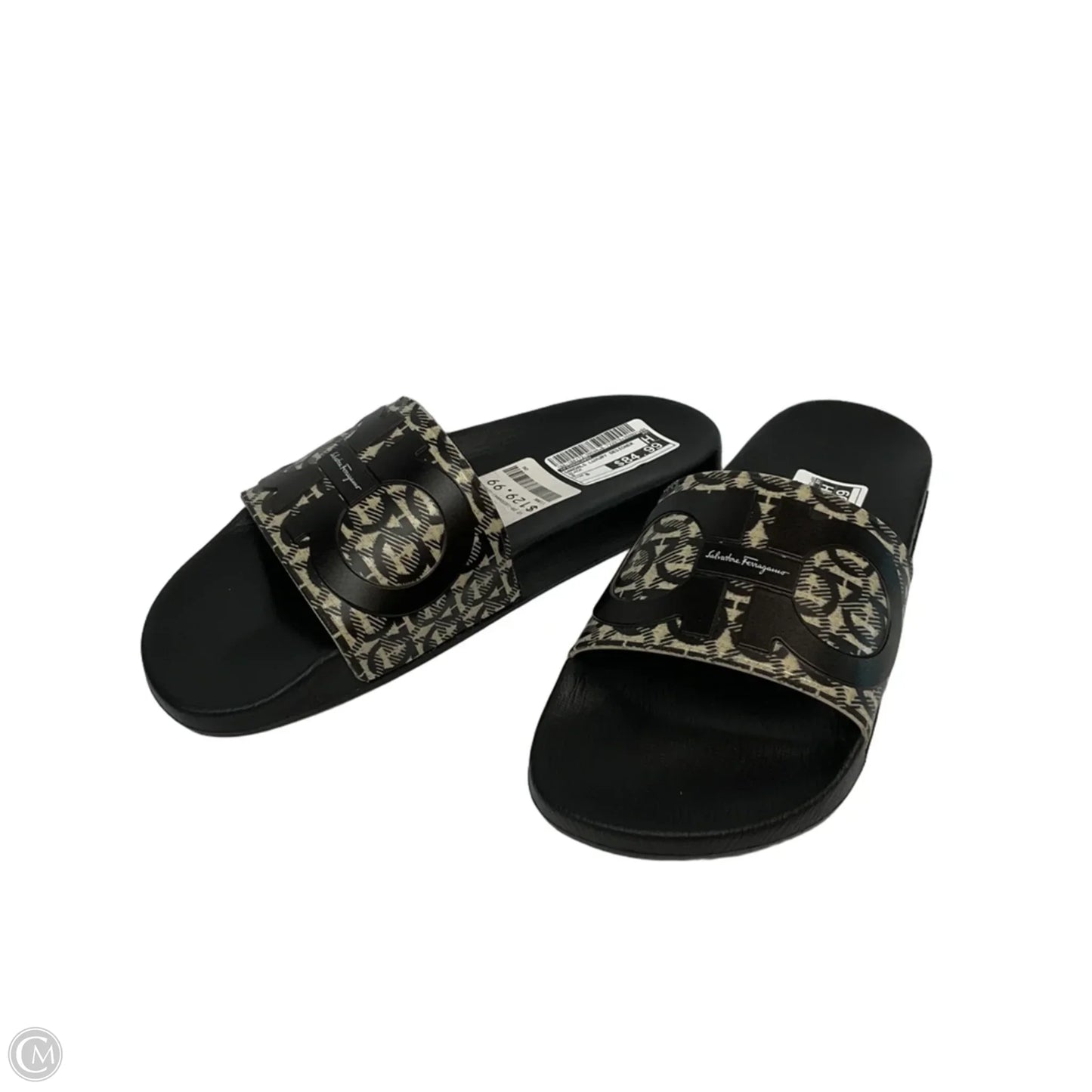 Sandals Luxury Designer By Ferragamo In Black, Size: 8