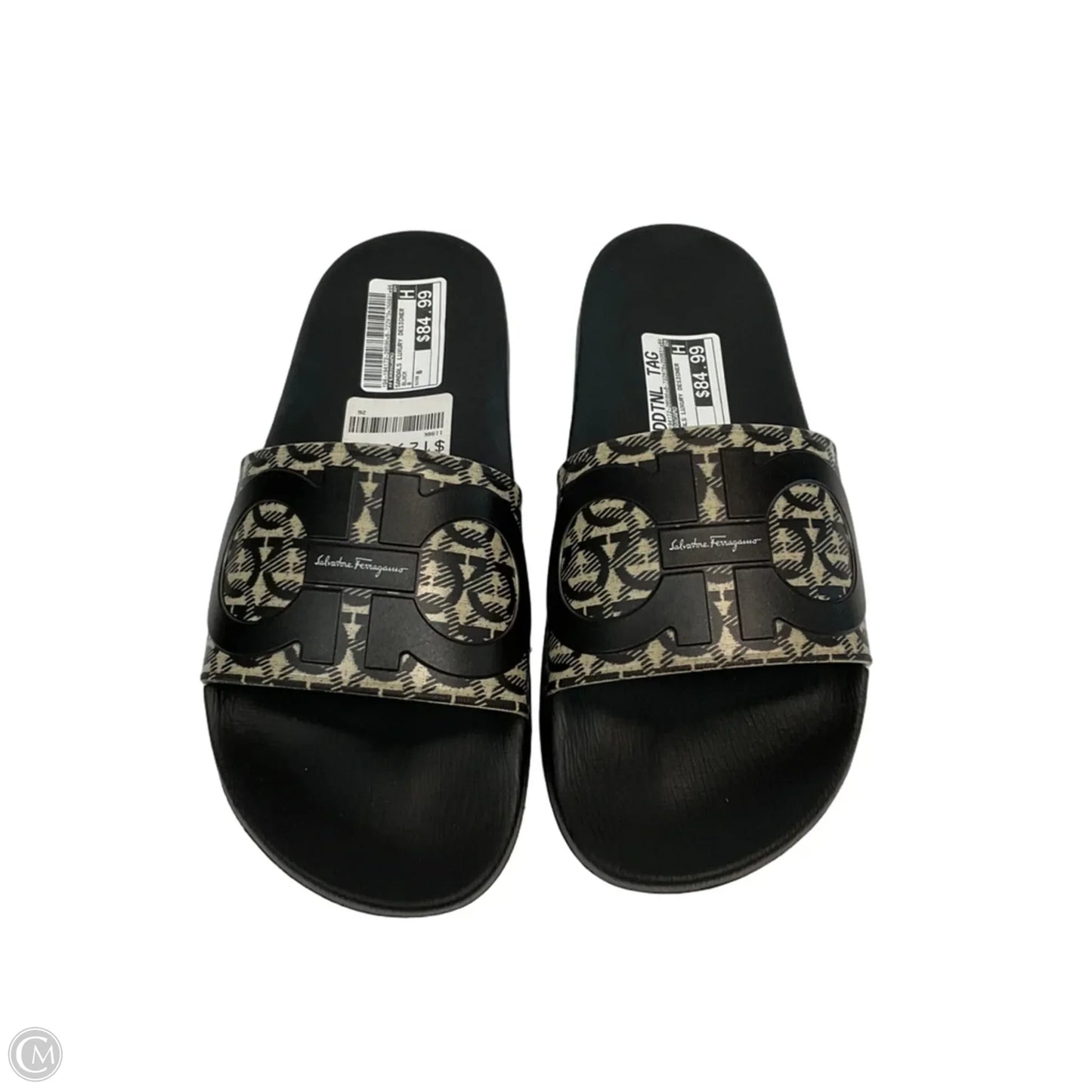 Sandals Luxury Designer By Ferragamo In Black, Size: 8