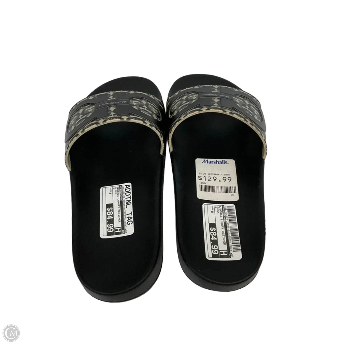 Sandals Luxury Designer By Ferragamo In Black, Size: 8
