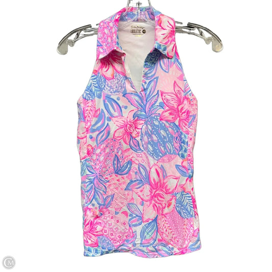 Top Sleeveless Designer By Lilly Pulitzer In Blue & Pink, Size: Xs