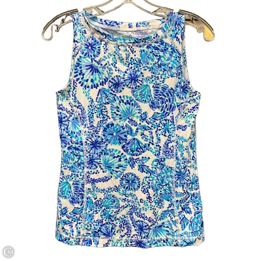 Top Sleeveless Designer By Lilly Pulitzer In Blue & White, Size: Xs