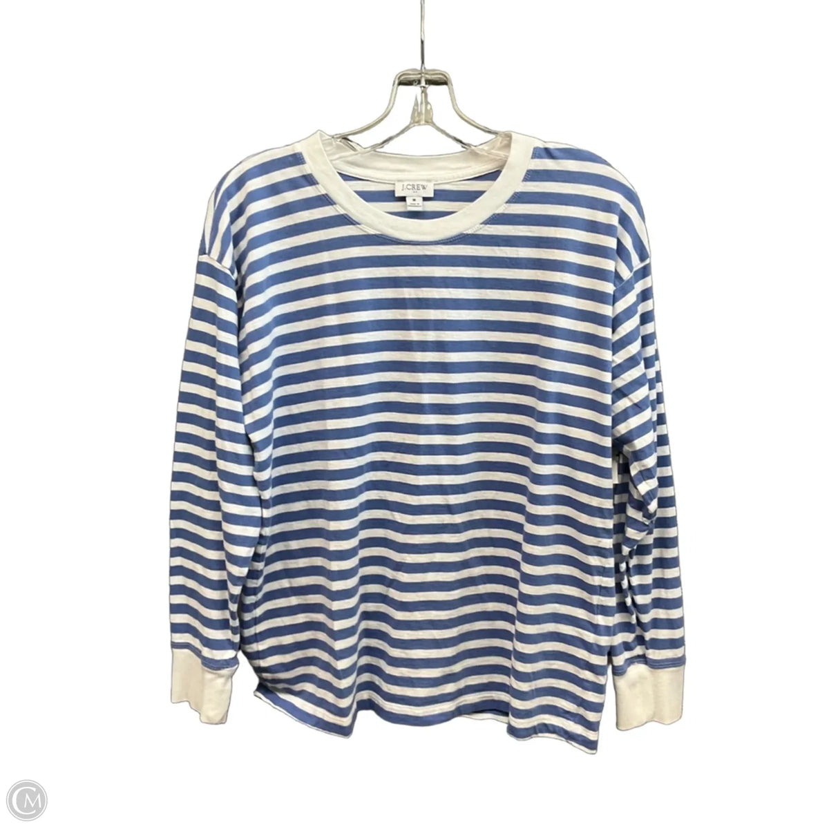 Top Long Sleeve Basic By J. Crew In Blue & White, Size: M