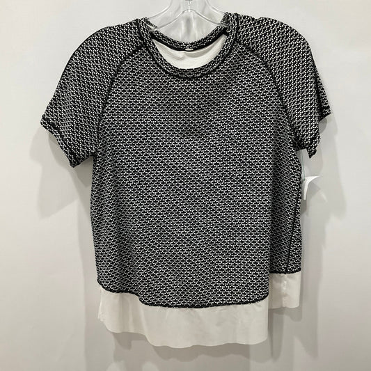 Athletic Top Short Sleeve By Lululemon In Black & White, Size: 4