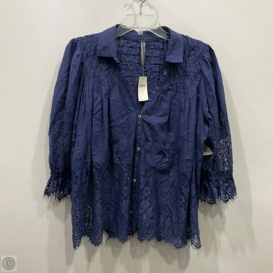 Top Long Sleeve By Anthropologie In Navy, Size: M