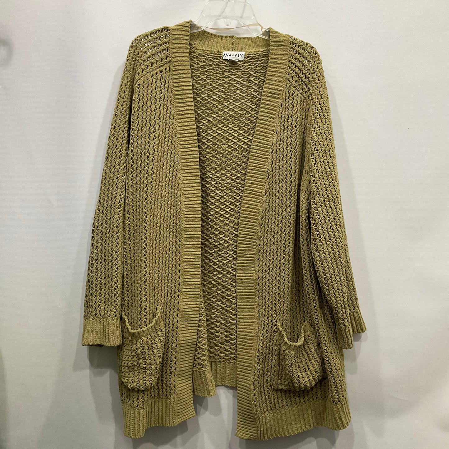 Cardigan By Ava & Viv In Green, Size: 2x