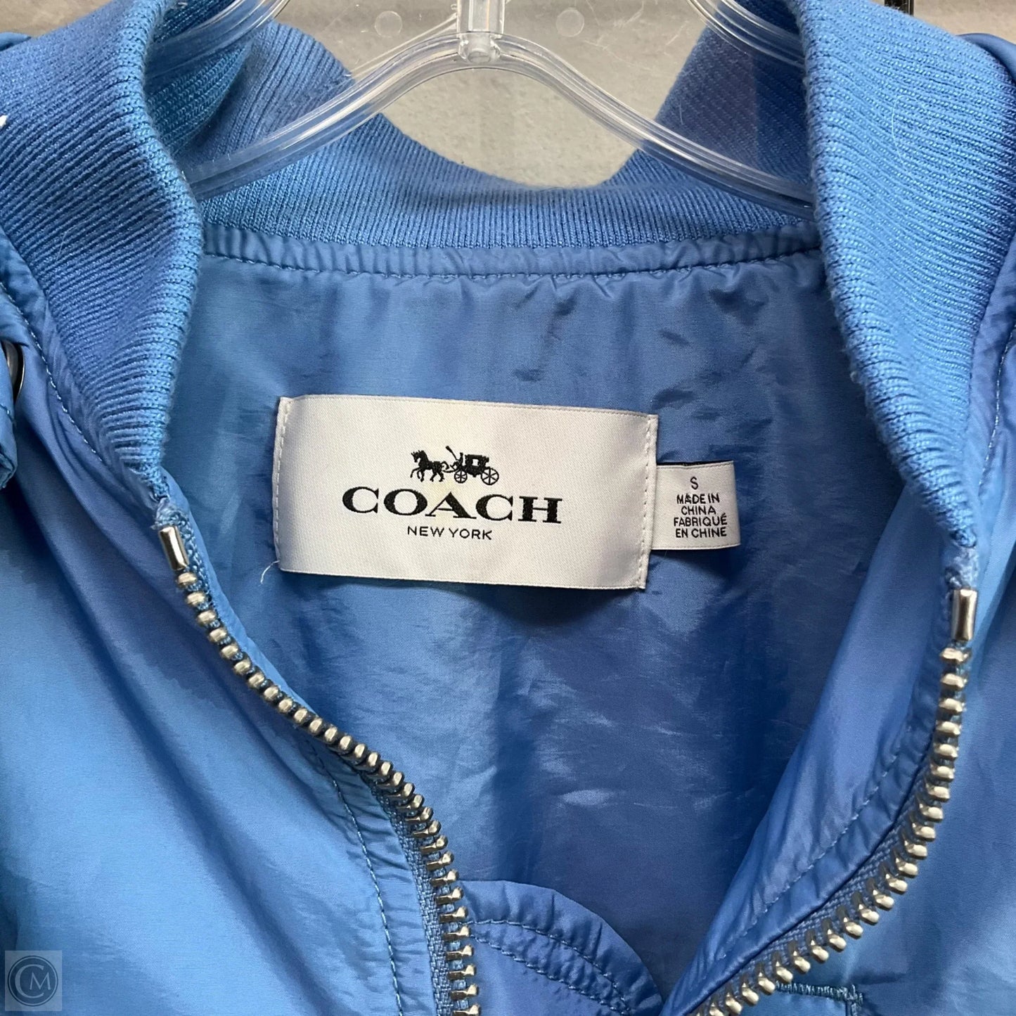Jacket Designer By Coach In Blue, Size: S