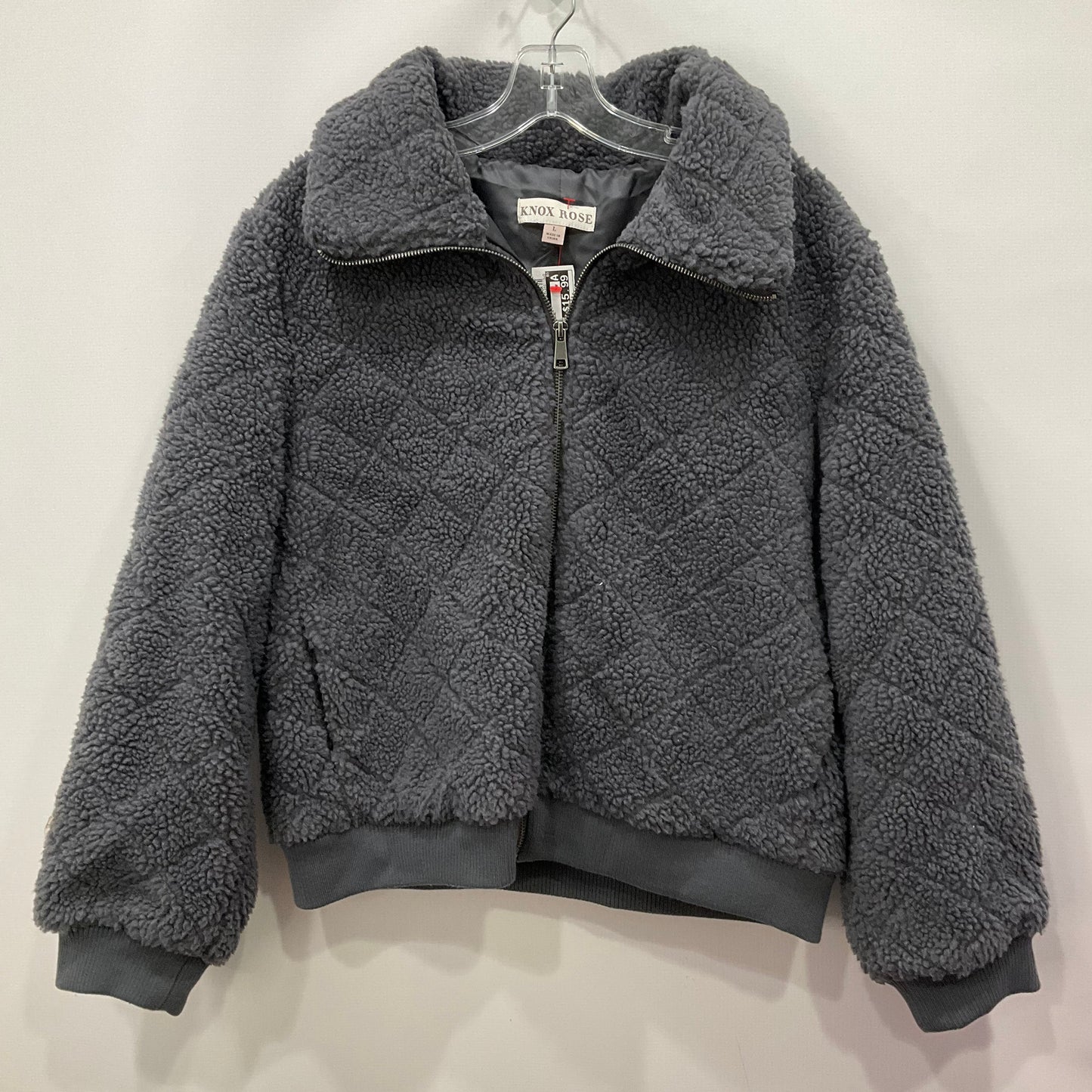 Jacket Fleece By Knox Rose In Grey, Size: L