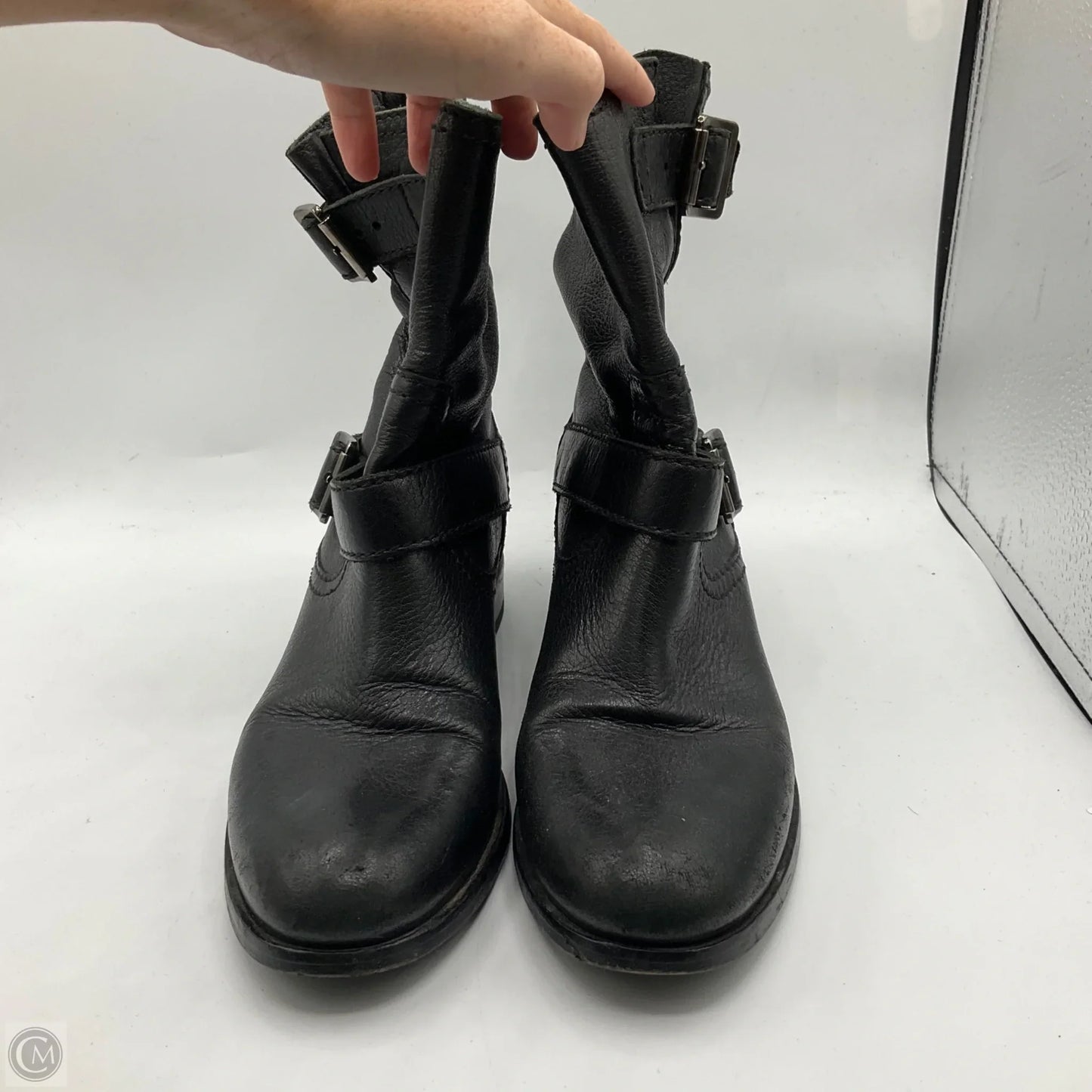 Boots Designer By Prada In Black, Size: 7.5