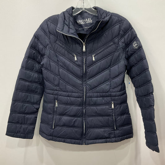 Jacket Puffer & Quilted By Michael Kors In Blue, Size: M