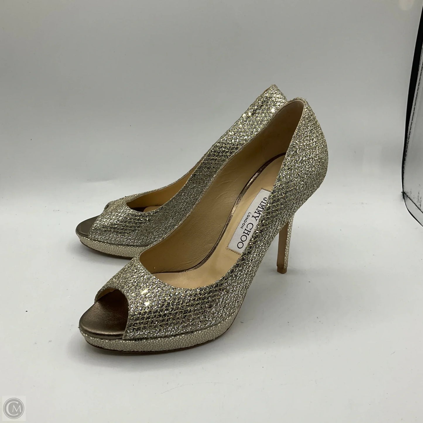 Shoes Luxury Designer By Jimmy Choo In Gold, Size: 7