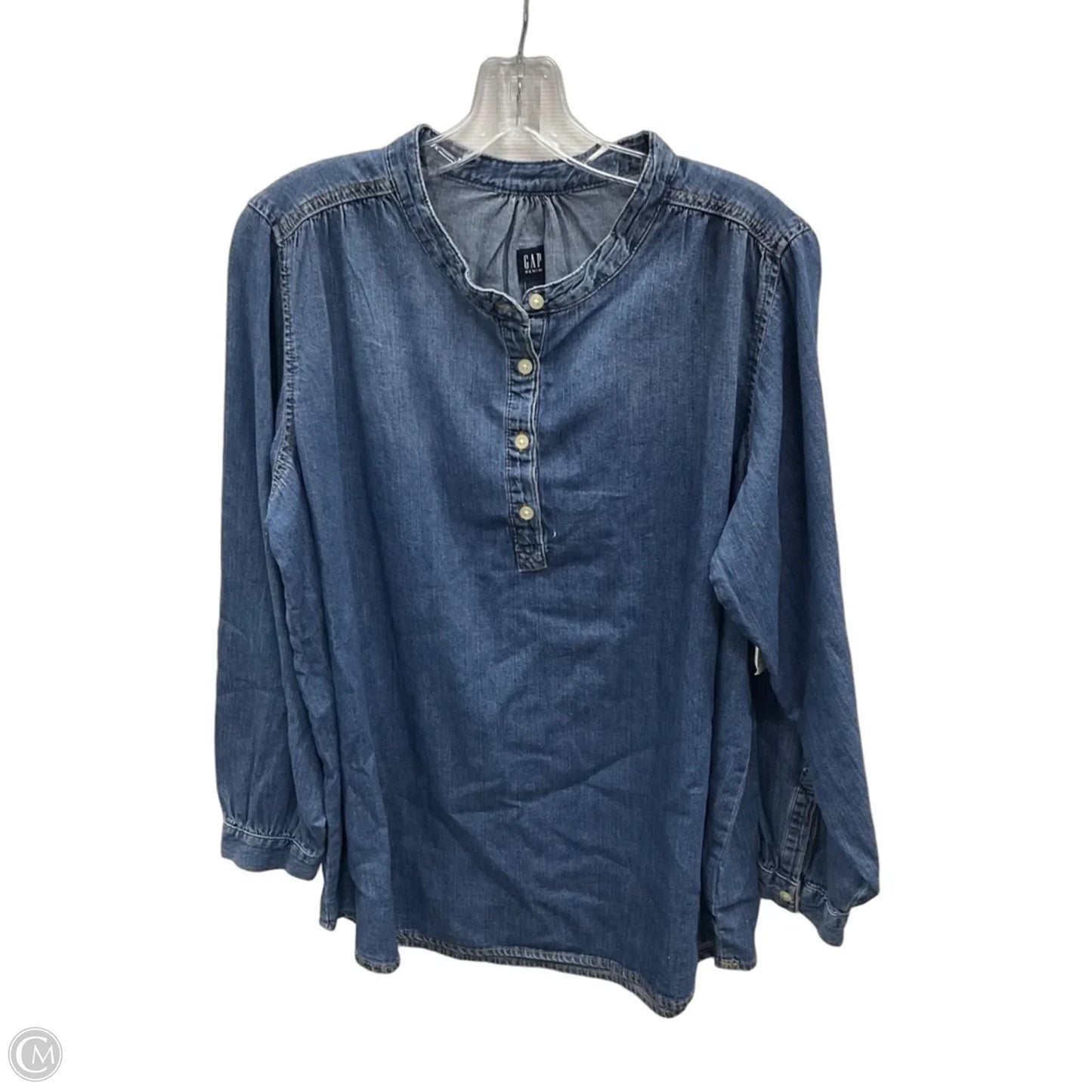 Top Long Sleeve By Gap In Blue Denim, Size: Xl