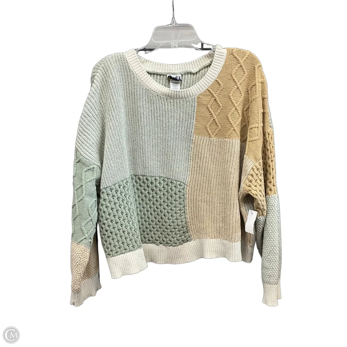 Sweater By Arula In Green & Tan, Size: 2x