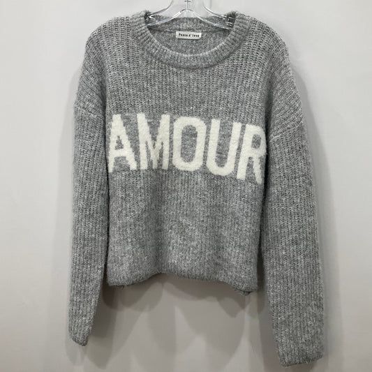 Sweater By Peace n Love In Grey & White, Size: M