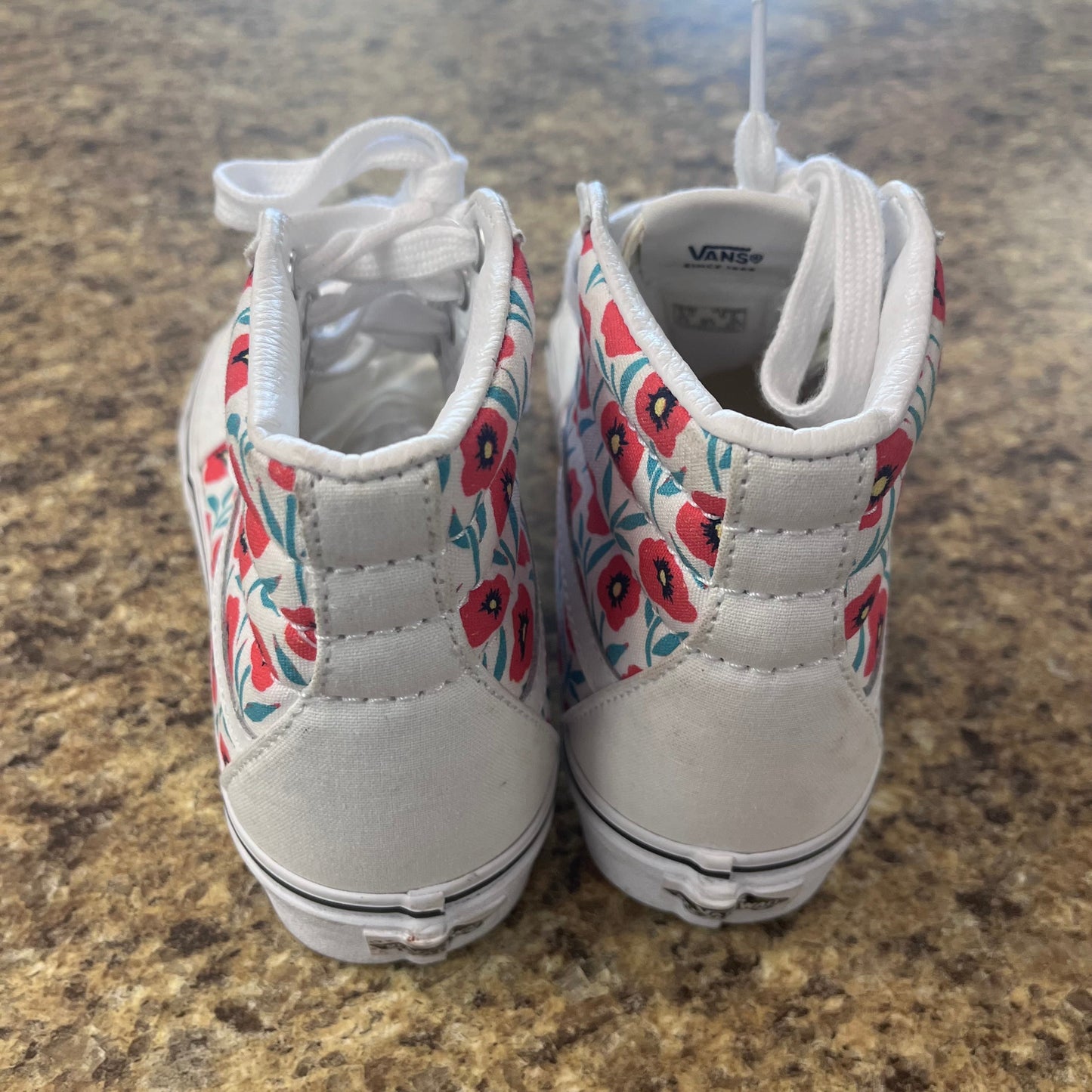 Flowered Shoes Sneakers Vans, Size 6.5