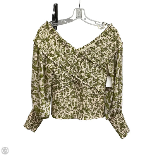 Top Long Sleeve By Bb Dakota In Green & Tan, Size: M
