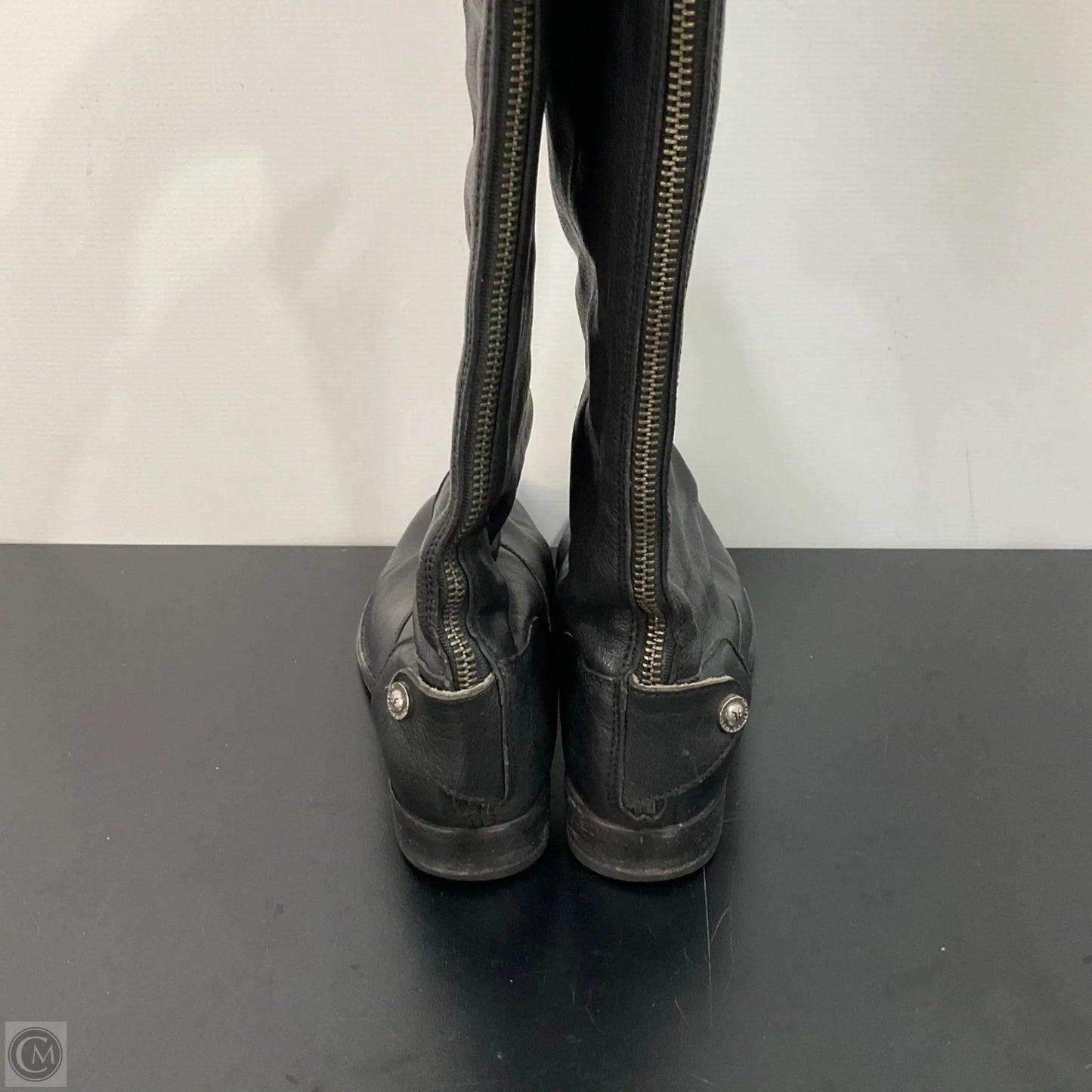 Boots Knee Heels By Frye In Black, Size: 6