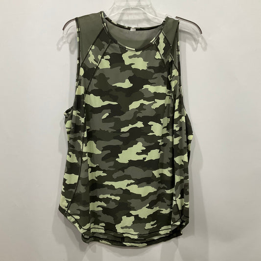 Athletic Tank Top By Lululemon In Camouflage Print, Size: 12