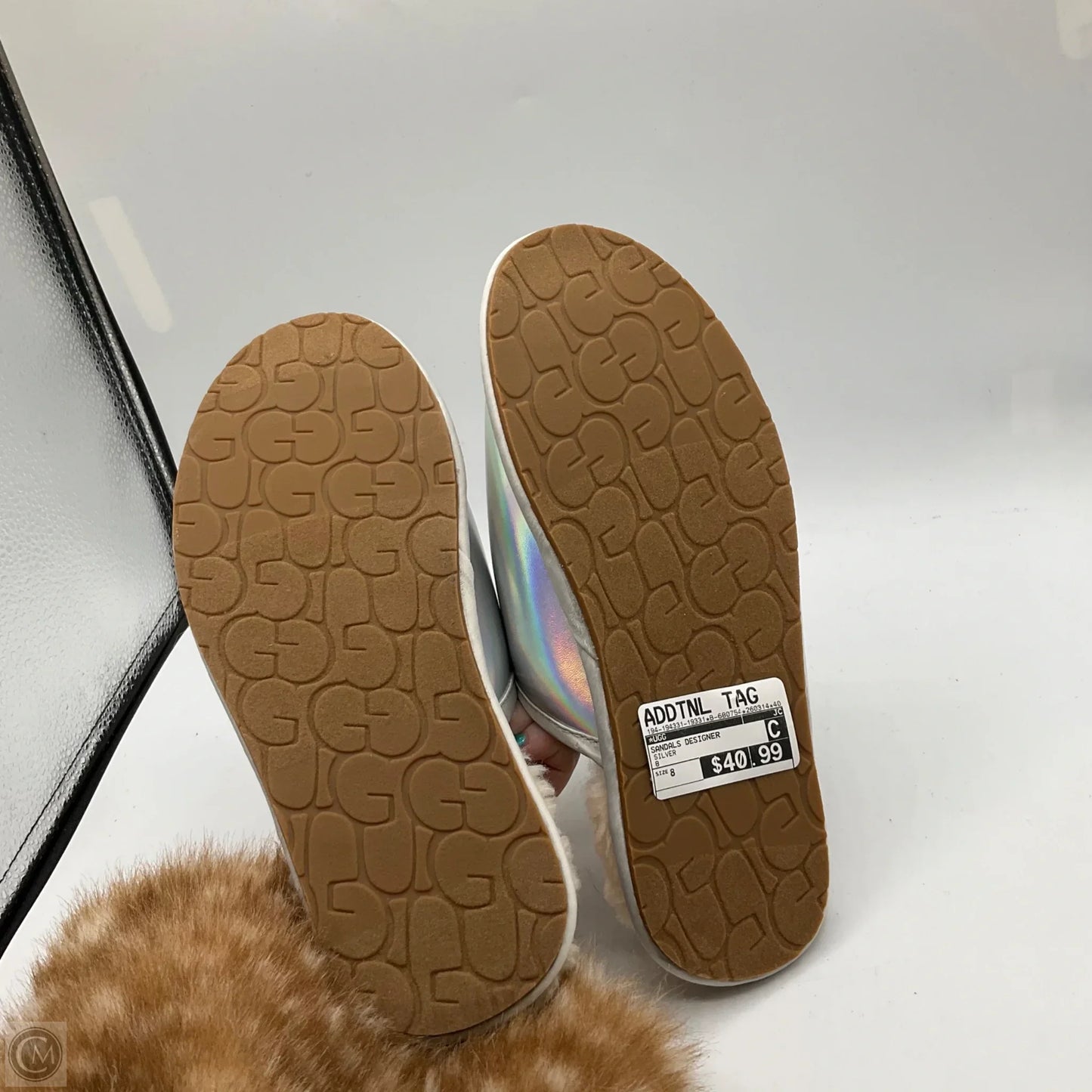 Sandals Designer By Ugg In Silver, Size: 8