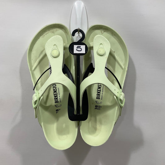 Green Sandals Flip Flops Birkenstock, Size 5
