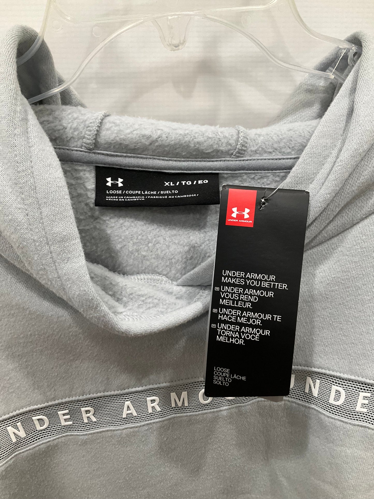 Sweatshirt Hoodie By Under Armour In Grey, Size: Xl