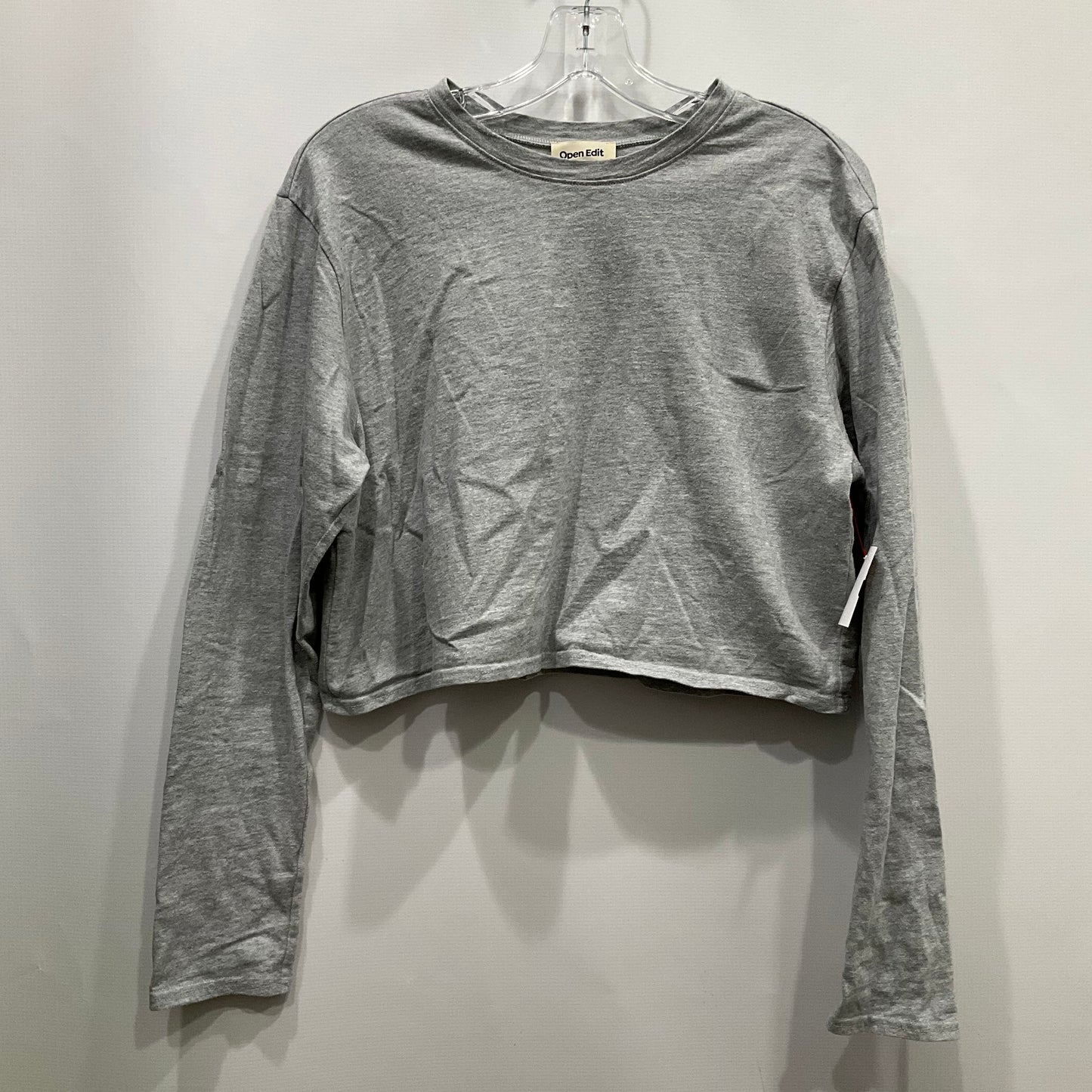 Top Long Sleeve Basic By Open Edit In Grey, Size: S