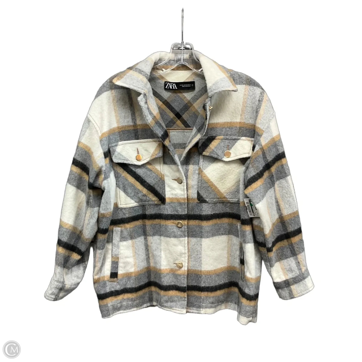 Jacket Shirt By Zara In Checkered Pattern, Size: Xs