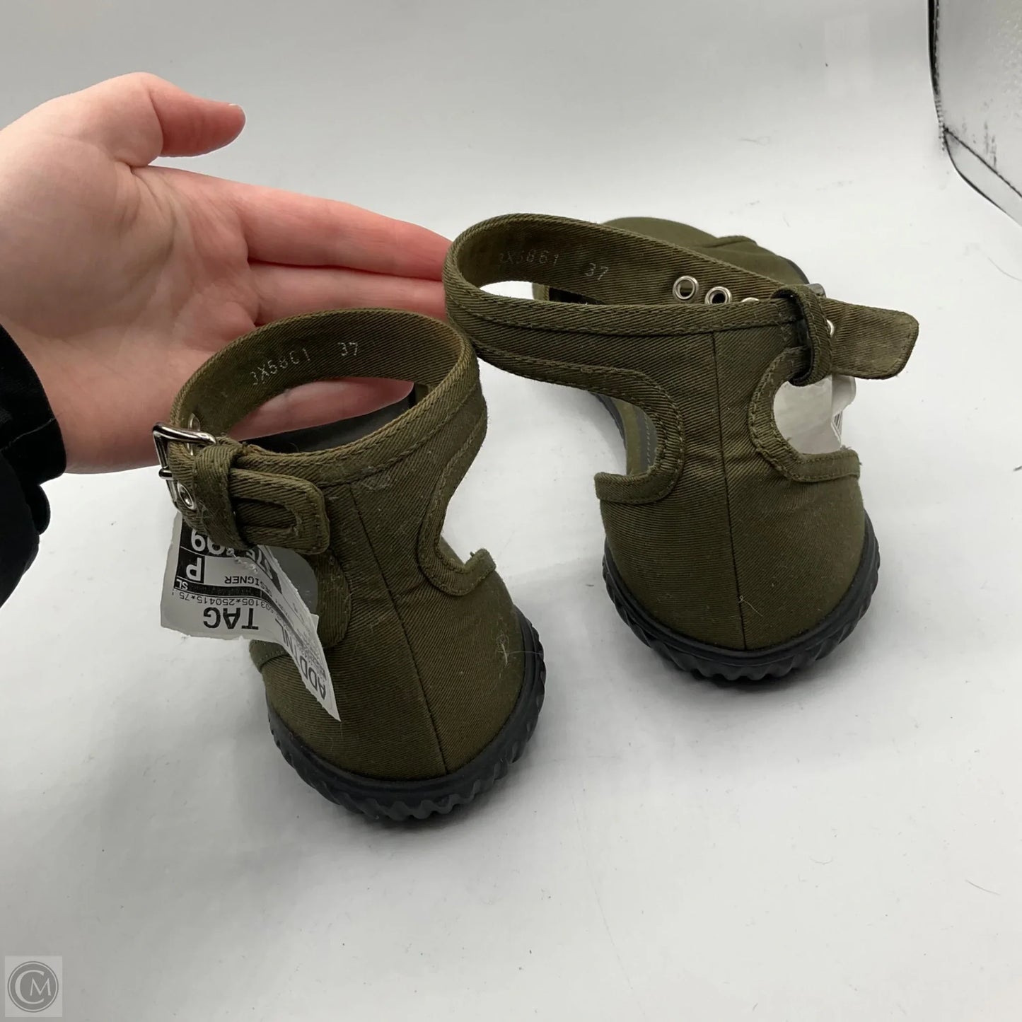 Sandals Luxury Designer By Prada In Green, Size: 6.5