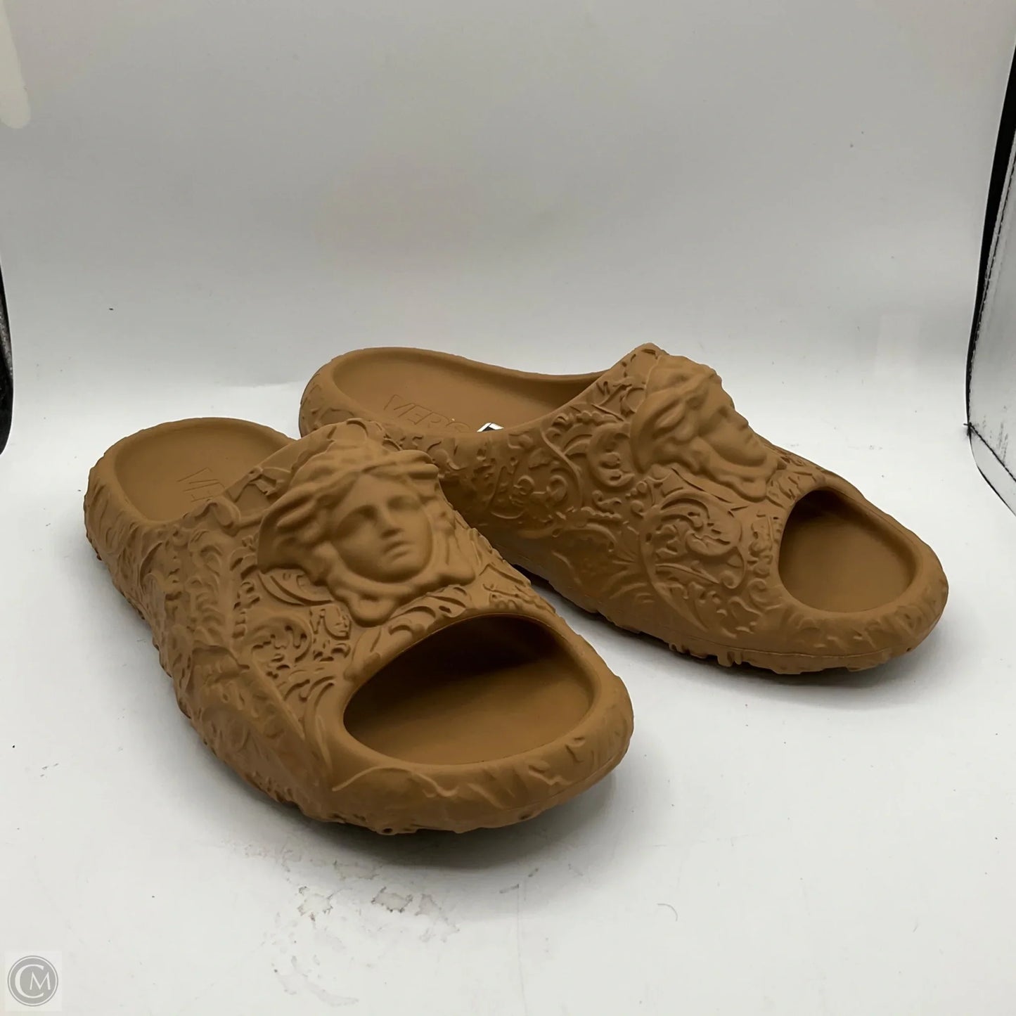 Sandals Luxury Designer By Versace In Tan, Size: 10