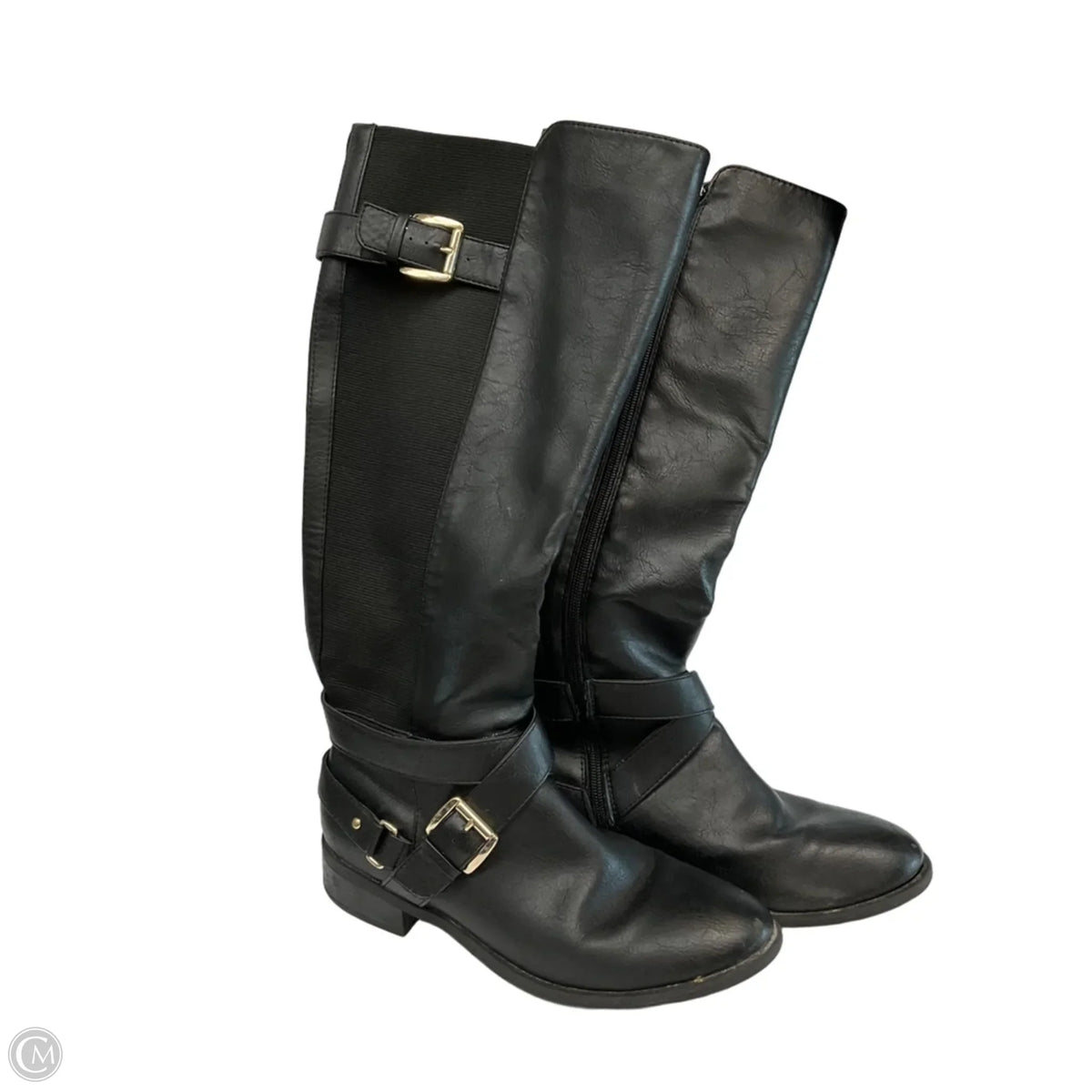 Boots Knee Flats By Clothes Mentor In Black, Size: 9