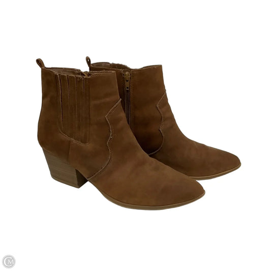 Boots Ankle Heels By Time And Tru In Brown, Size: 10