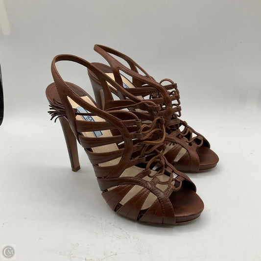 Shoes Luxury Designer By Prada In Brown, Size: 9