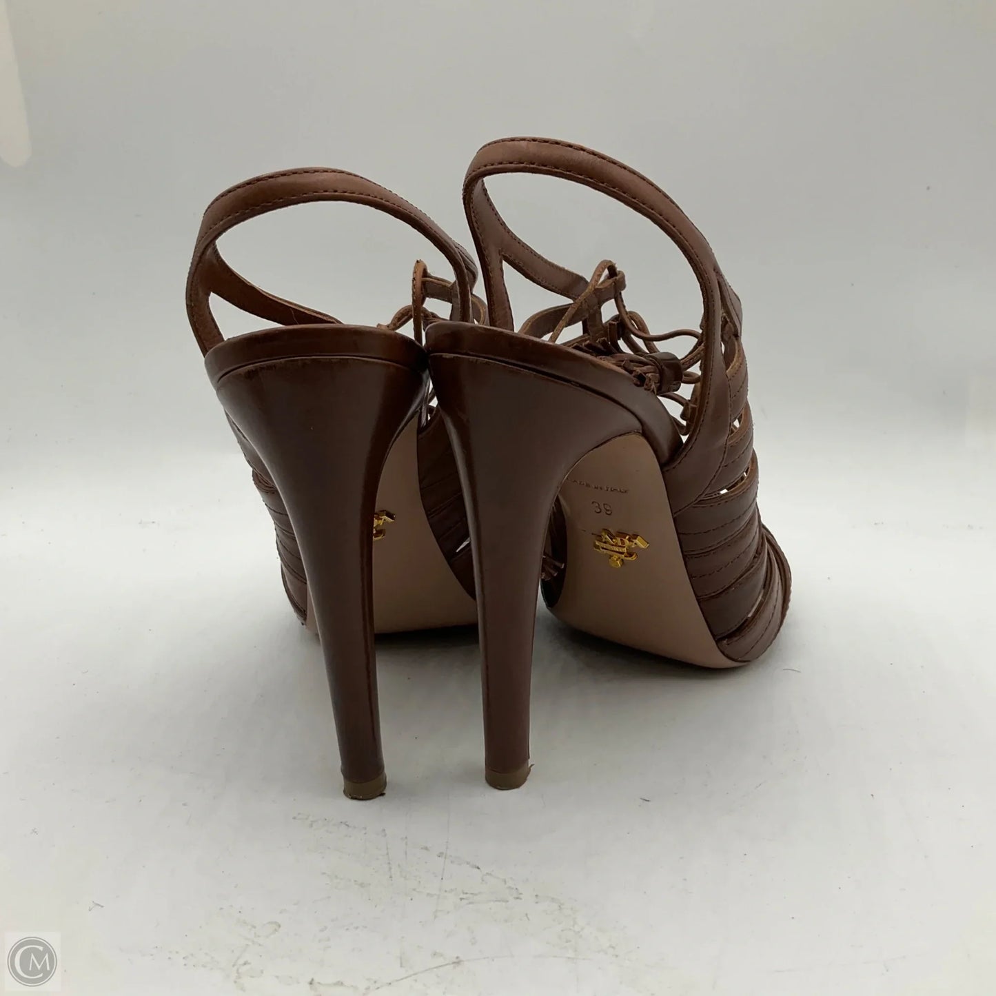 Shoes Luxury Designer By Prada In Brown, Size: 9