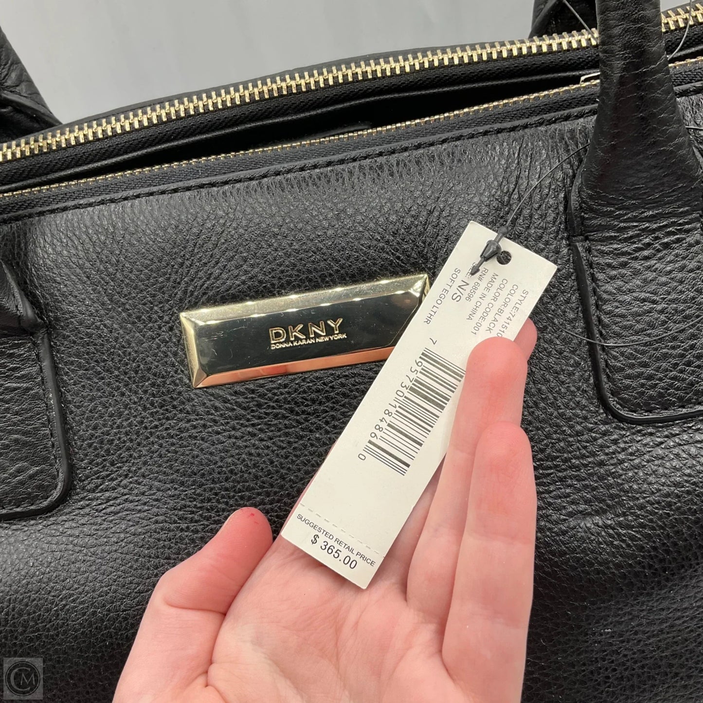Handbag Leather By Dkny, Size: Large