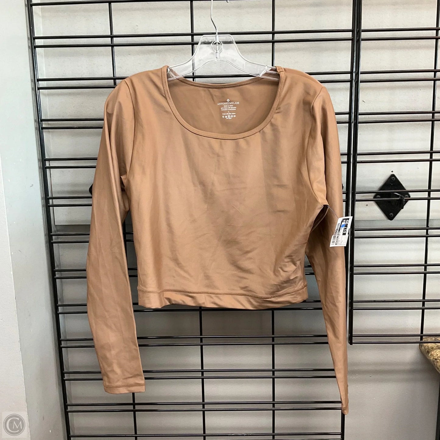 Athletic Top Long Sleeve Collar By Antonio Melani In Beige, Size: L