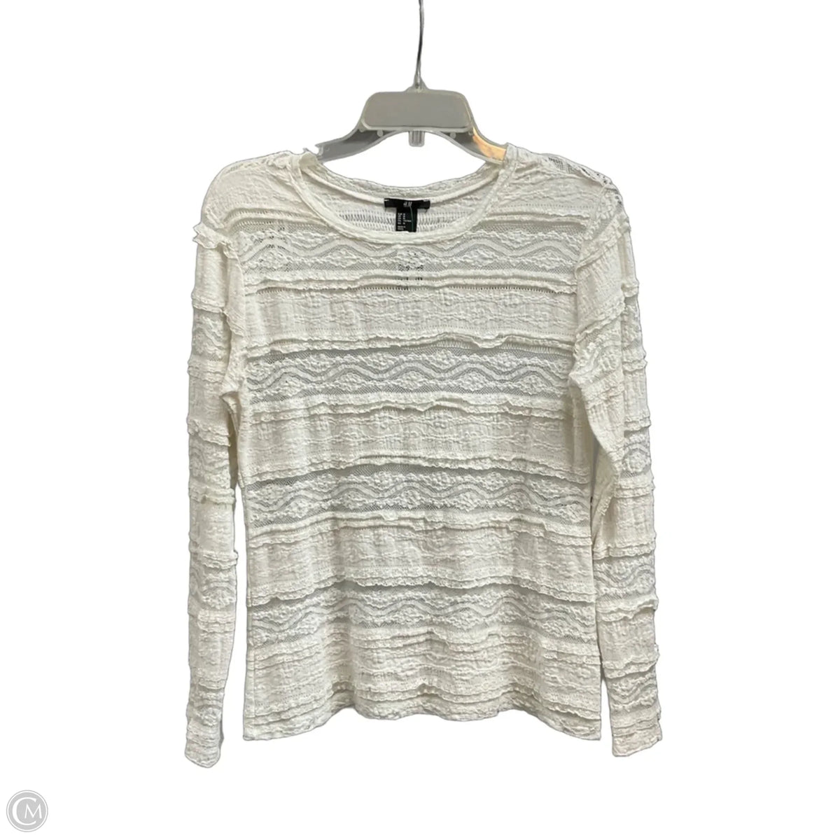 Top Long Sleeve By H&m In White, Size: M