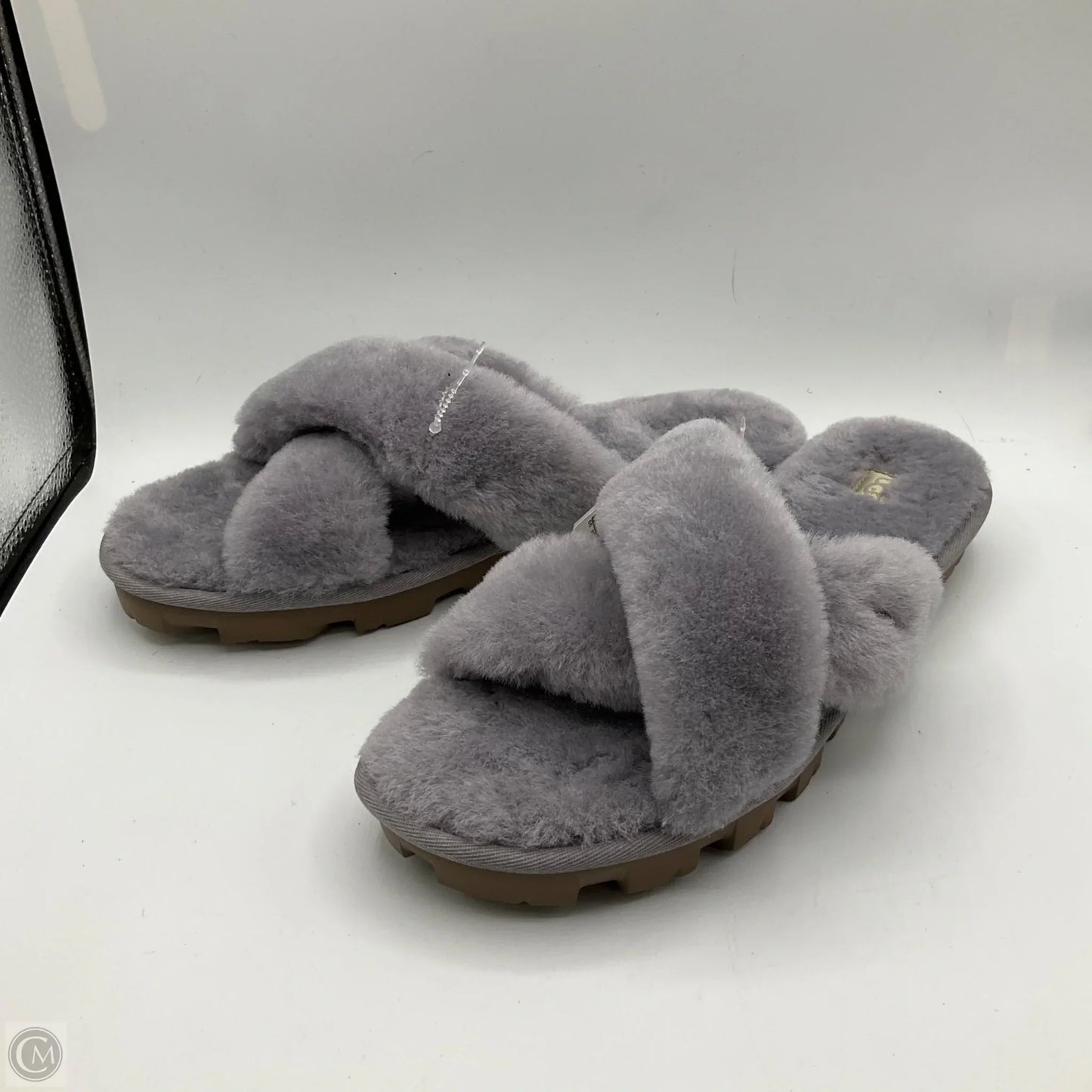 Slippers Designer By Ugg In Grey, Size: 12