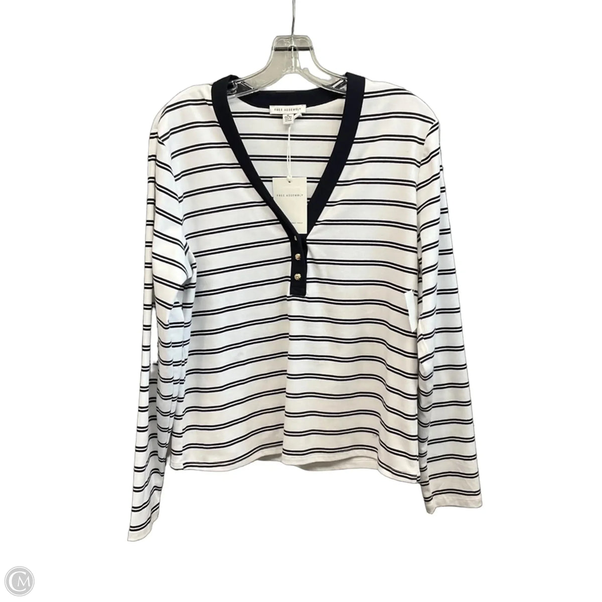 Top Long Sleeve By Free Assembly In Striped Pattern, Size: Xl