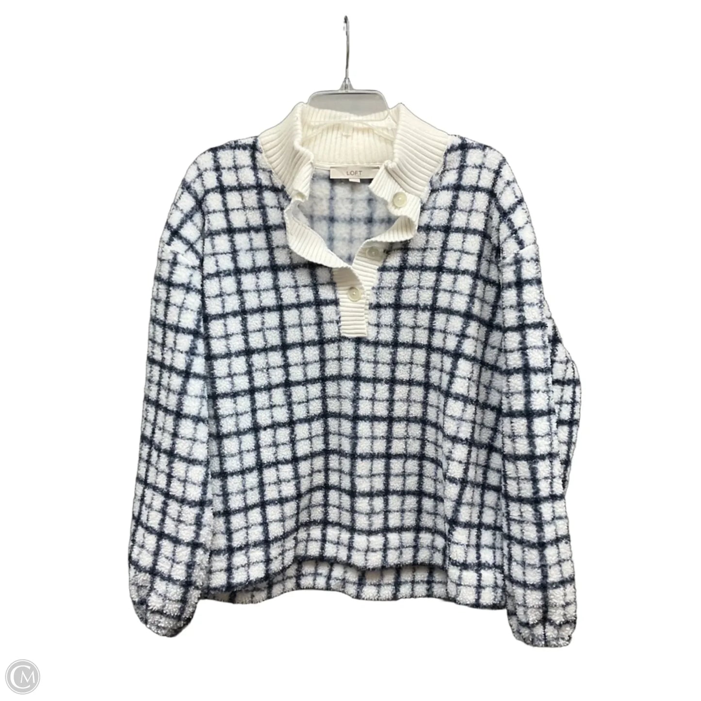 Sweater By Loft In Blue & White, Size: L