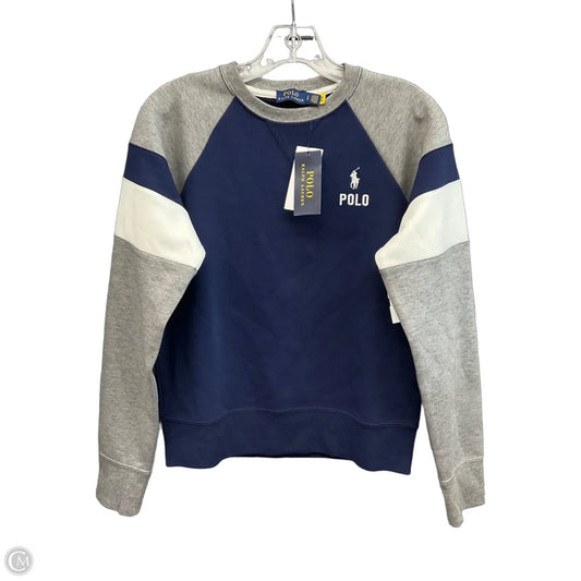 Sweatshirt Crewneck By Polo Ralph Lauren In Blue & Grey, Size: S