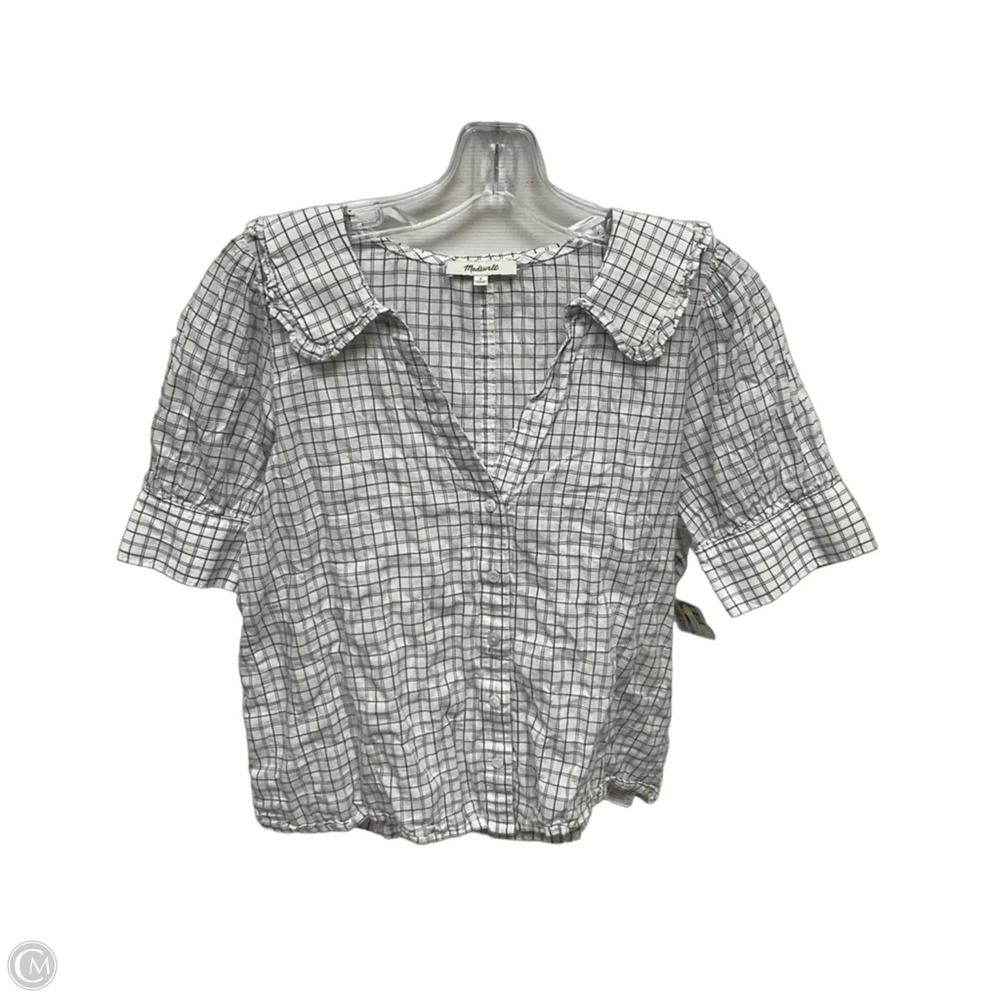 Top Short Sleeve By Madewell In Checkered Pattern, Size: 4