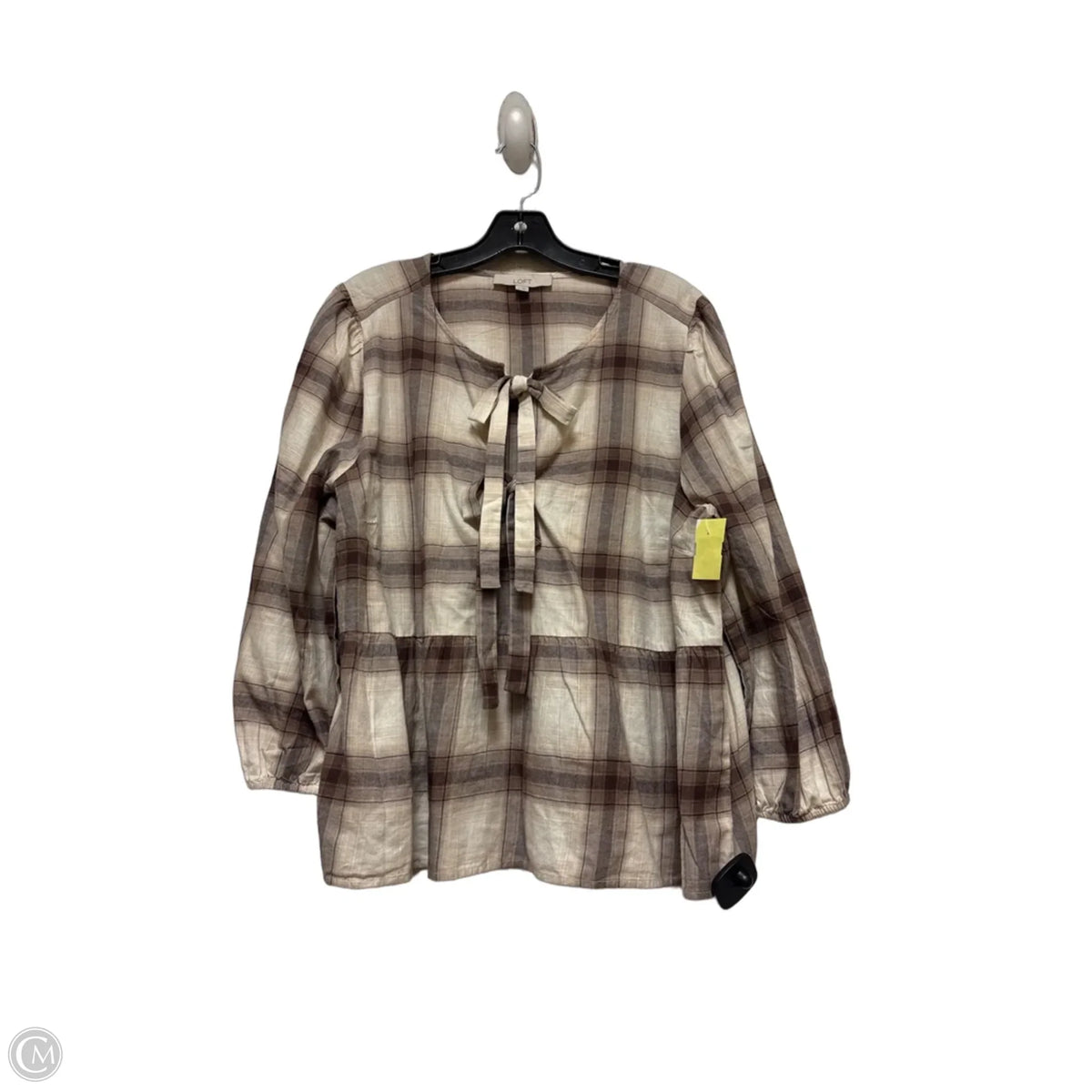 Top Long Sleeve By Loft In Plaid Pattern, Size: Xl