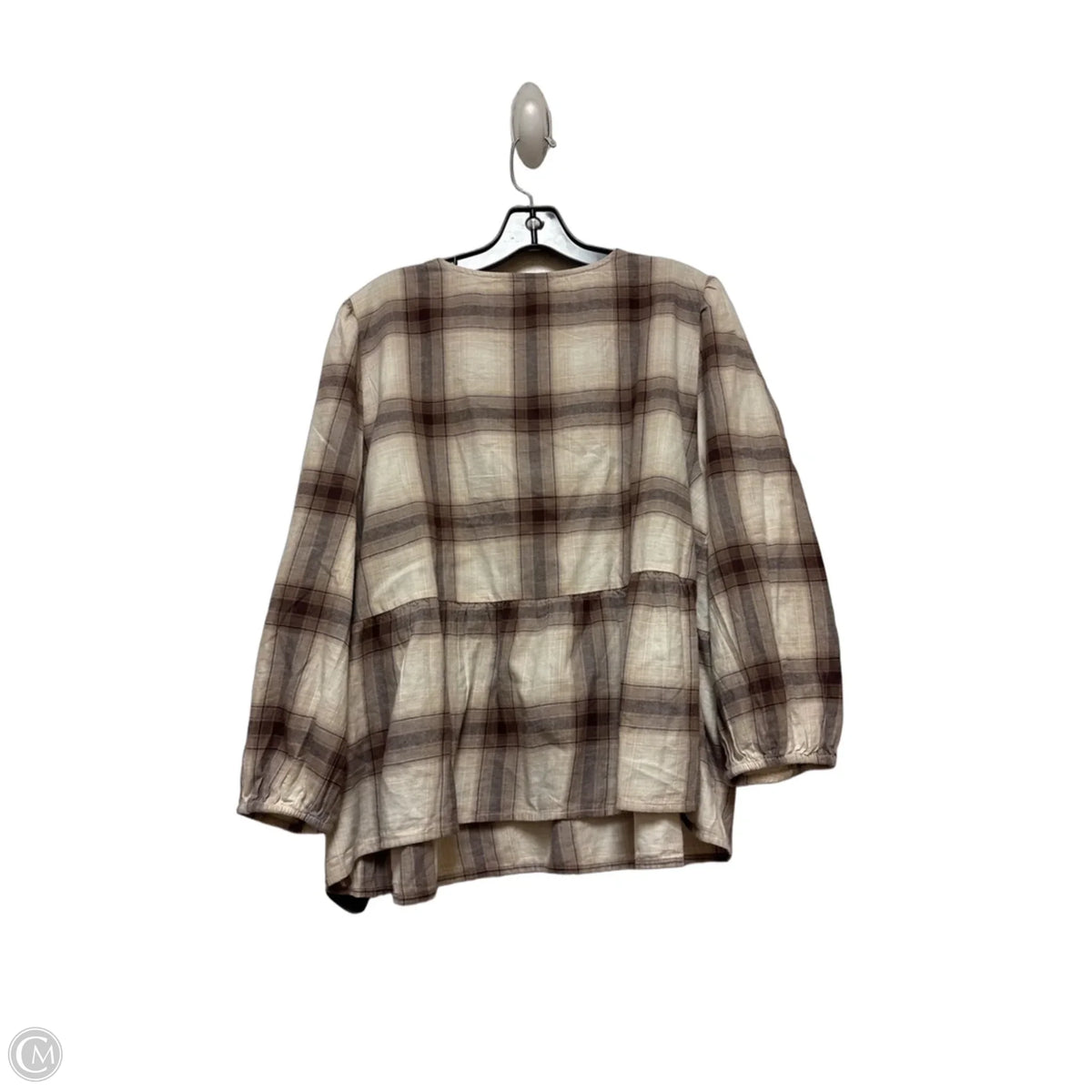 Top Long Sleeve By Loft In Plaid Pattern, Size: Xl