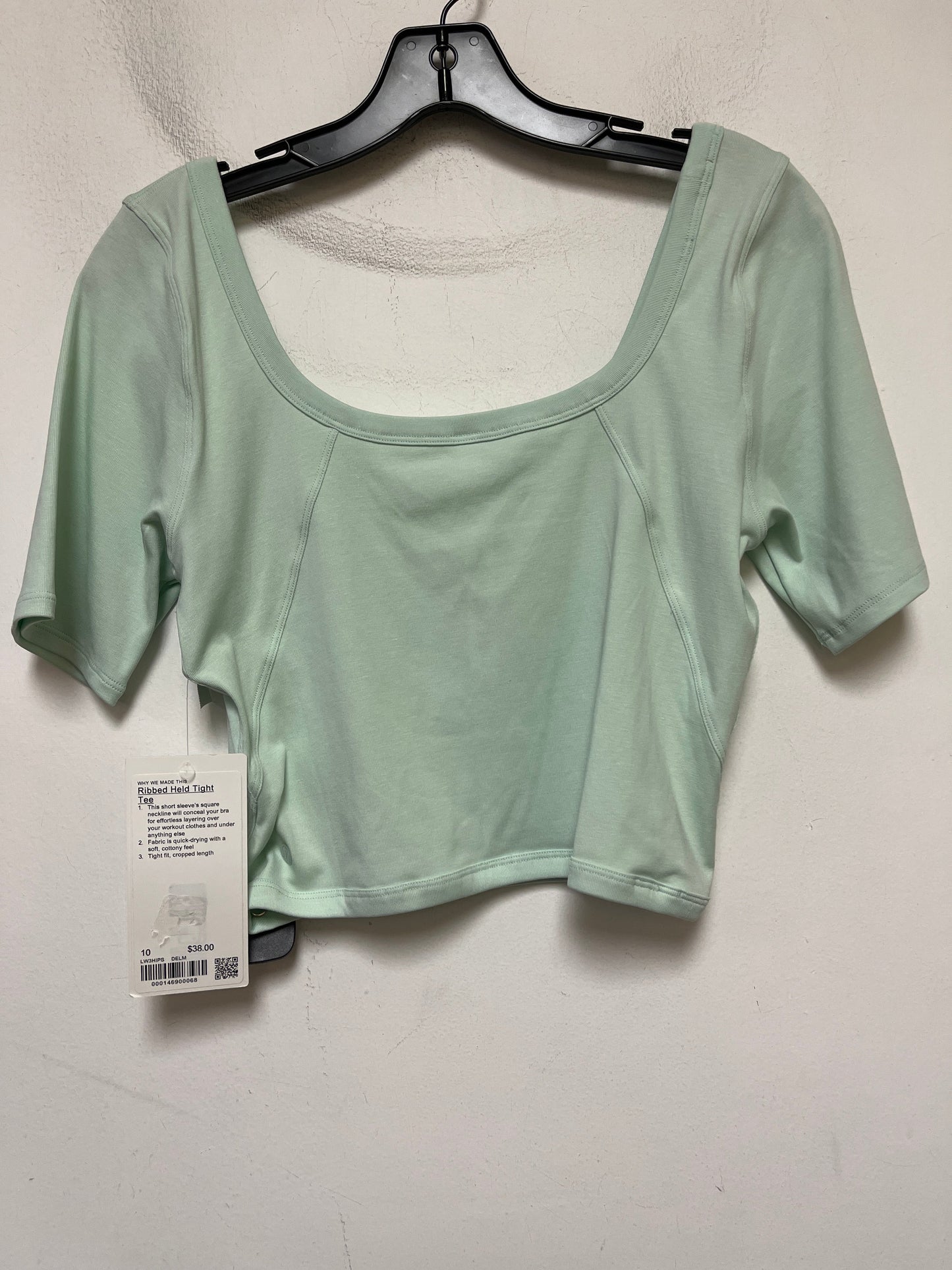 Green Athletic Top Short Sleeve Lululemon, Size 10