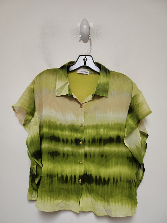 Top Short Sleeve By Calvin Klein In Green, Size: M