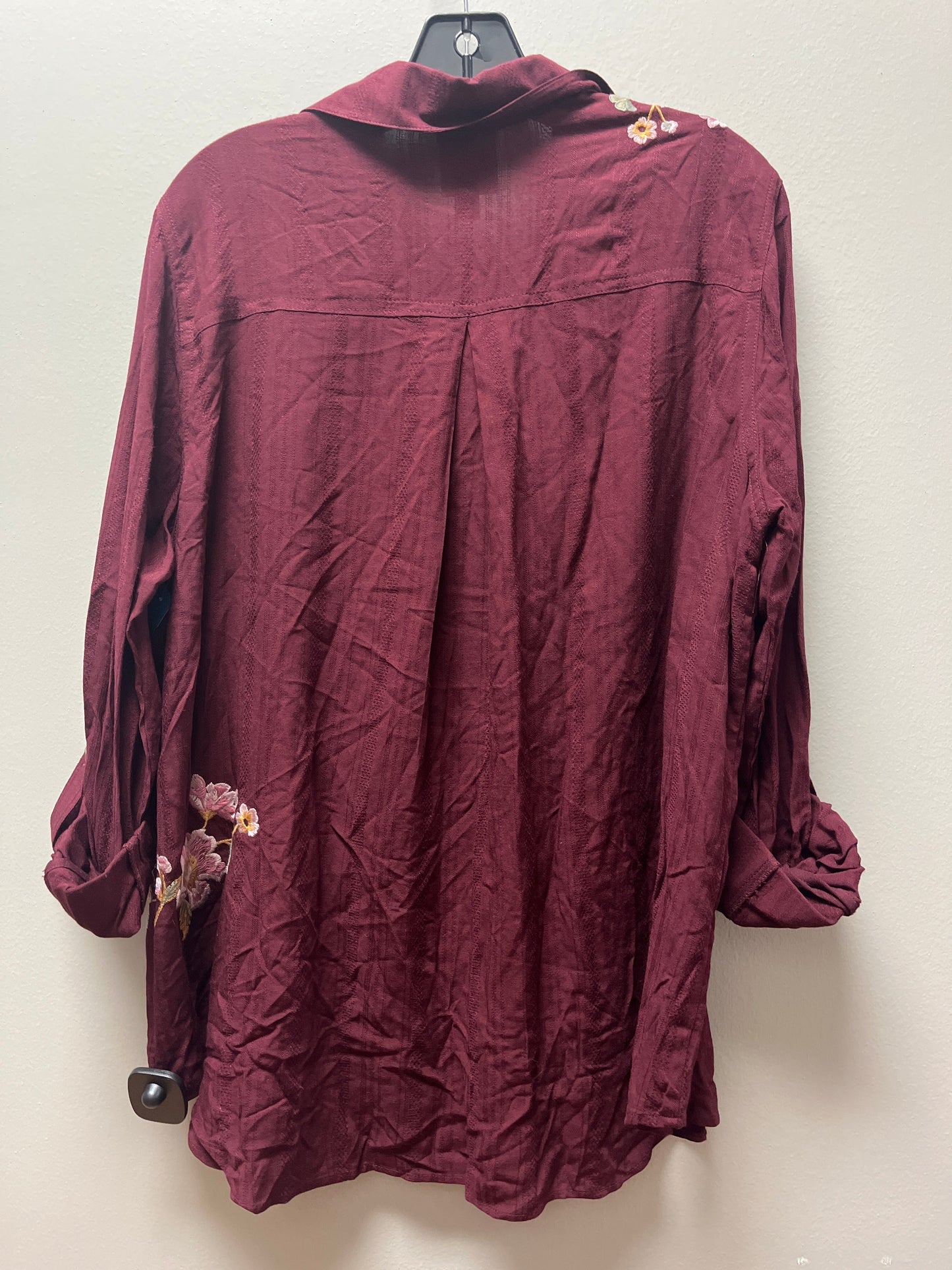 Top Long Sleeve By Knox Rose In Maroon, Size: 2x